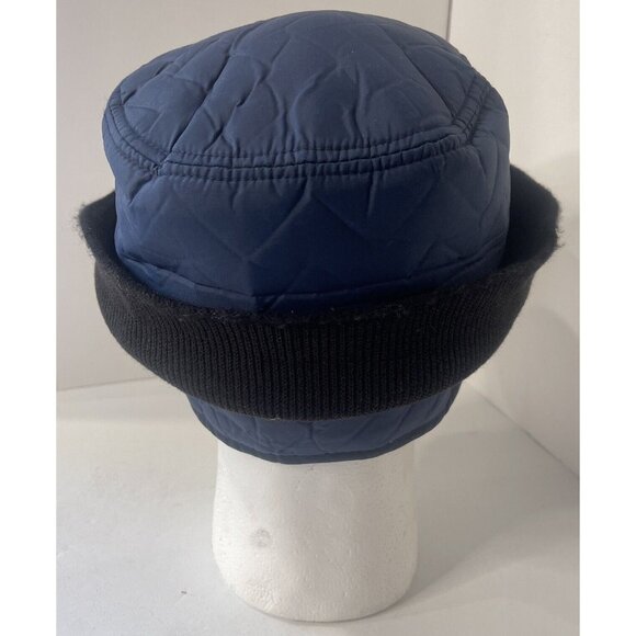 Vintage Downhill Skier Ear Flap Blue Quilted Hat Haband Mens Large - Picture 9 of 10